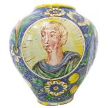 Di Bartolo, XIX Secolo. Bombola in polychroma majolica of Caltagirone, with double central