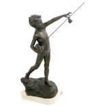 Neapolitan sculptor, early XX century. Young fisherman, antinomy sculpture. H cm 55