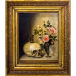 Painter from Lombardia, 19th century. Vanitas. Cm 33x26, oil paint on wood