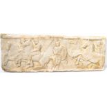 White marble piece, bas-relief. Neoclassic period. Roman scene. 24cm x 72cm