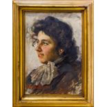 Saru Spina (Acireale, 1857 – Catania, 1943). Sicilian woman face. 40cm x 30cm, oil paint of