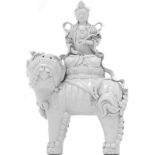 Figure in white porcelain with Pho dog, China, period of DowagerEmpress Cixi. H cm 42