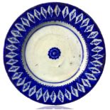 Persian ceramic dish decorated in blue, in good condition. Iran, nineteenth / twentieth century, 18