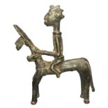 Sculpture in Bronze Knight. Burkina F, 19th / 20th century. H 13x11x2 cm.