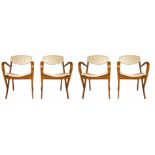 4 chairs with wooden frame. China. From the 1950s - 1960s. Fabric back and seat. H cm 81, seat cm