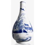 Vase Blue / white porcelain, finely decorated with village and river landscape. China, XX Century.