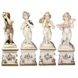 4 figurines in Capodimonte porcelain. 4 seasons. 19. Base H Cm Cm 6x6. Small chipping.