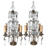 Couple girandolles bronze nineteenth century. 4 lights, electrified. H 57.5 cm, max width 33