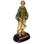 Wooden statue, nineteenth century. Sant'Anna in case. Statue h cm 58, cm 67. Broken glass case h