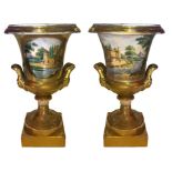 Pair of vases crater, Empire first half of the nineteenth century, France. With scenes of