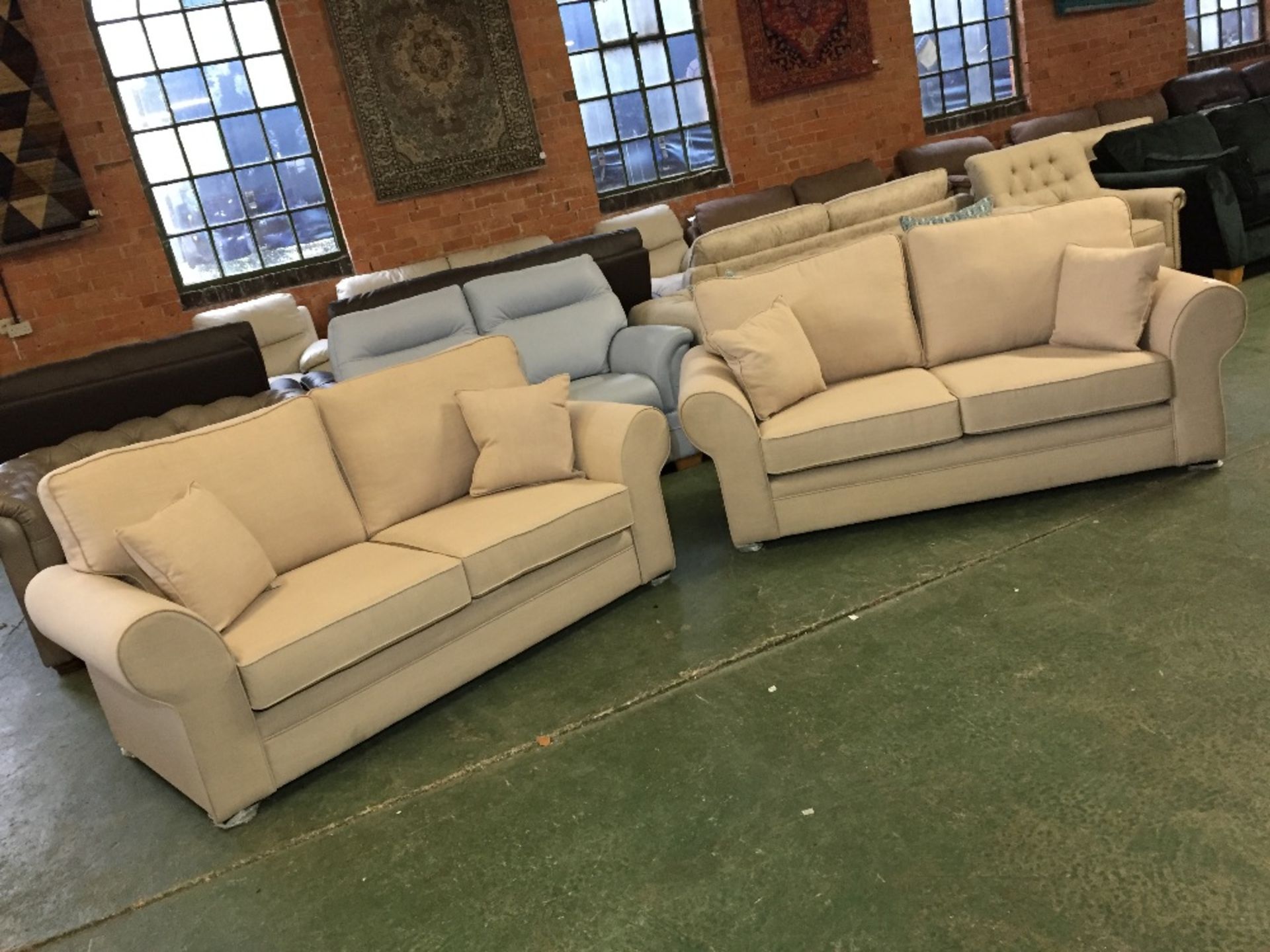 2 X CHEDWORTH CHARLES SAND 2 SEATER SOFAS