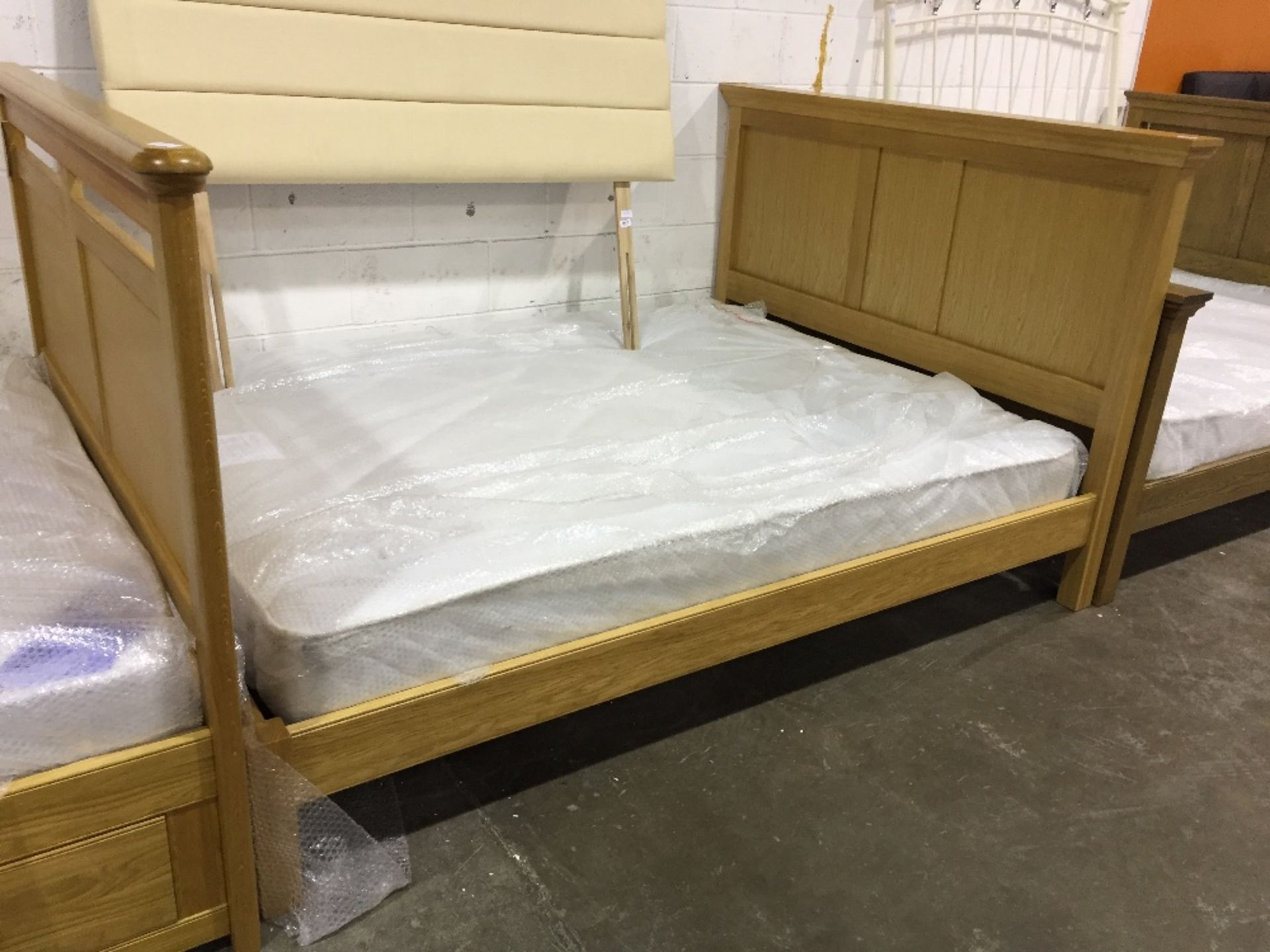 KING SIZE OAK BED FRAME AND MATTRESS