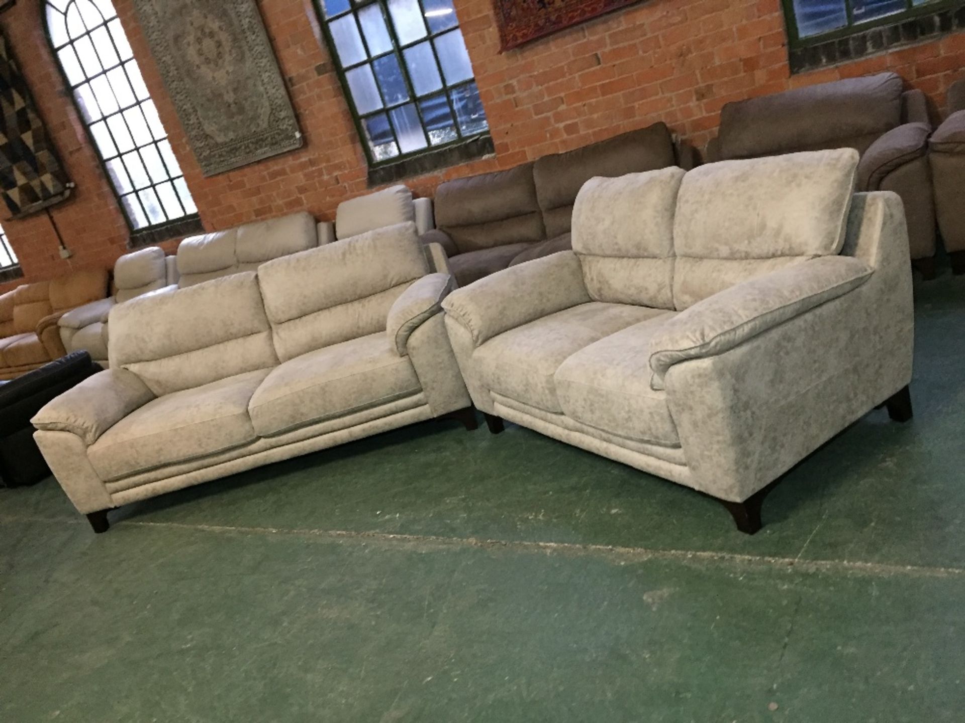 BEIGE SADDLE 3 SEATER SOFA AND 2 SEATER SOFA 9MB-6