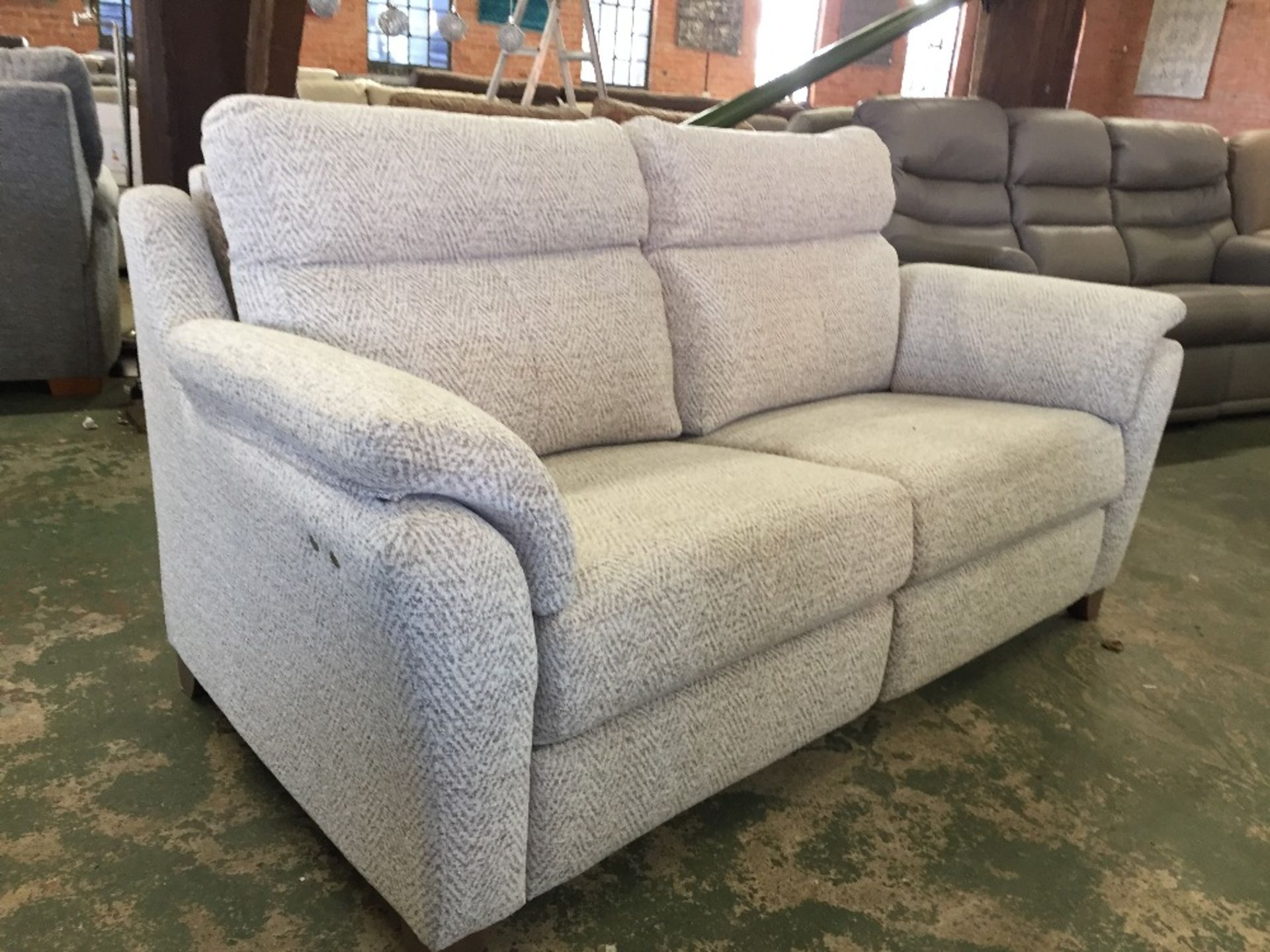 NATURAL PATTERNED ELECTRIC RECLINING 3 SEATER SOFA