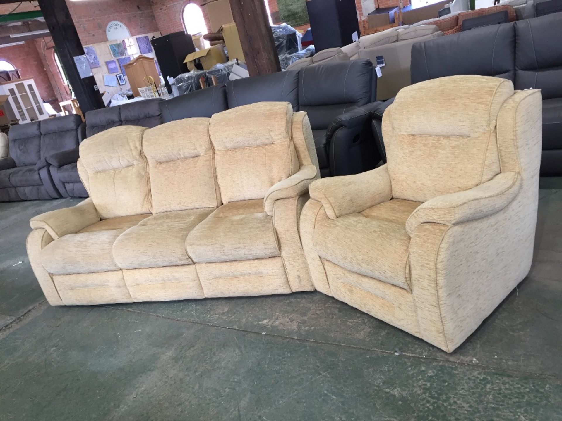 GOLDEN HIGH BACK 3 SEATER SOFA AND CHAIR (TROO1507