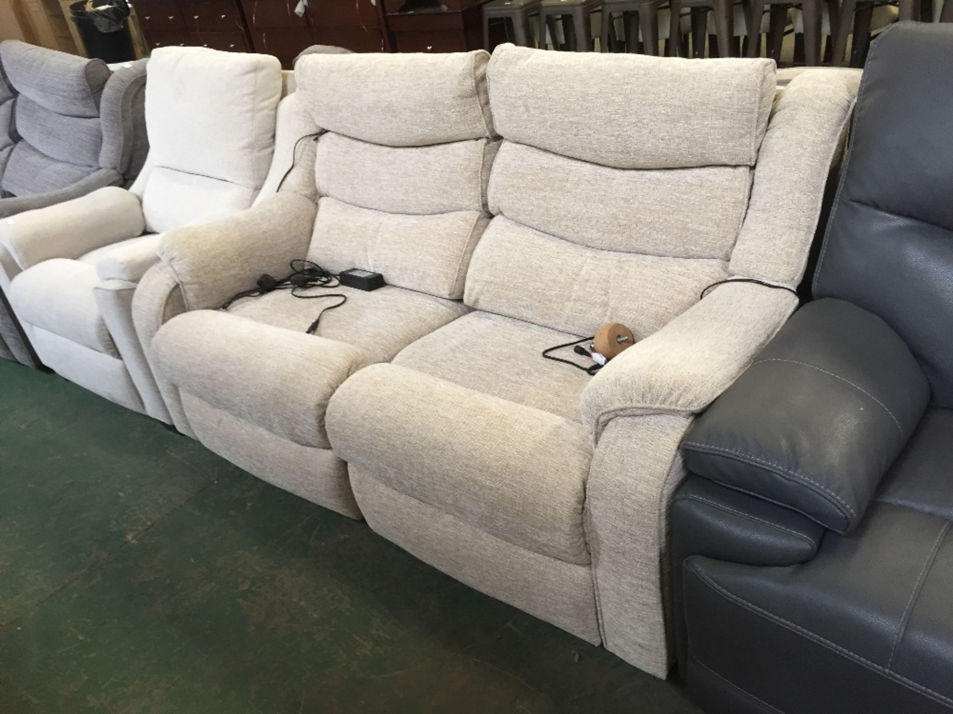 BISCUIT HIGH BACK ELECTRIC RECLINING 2 SEATER SOFA