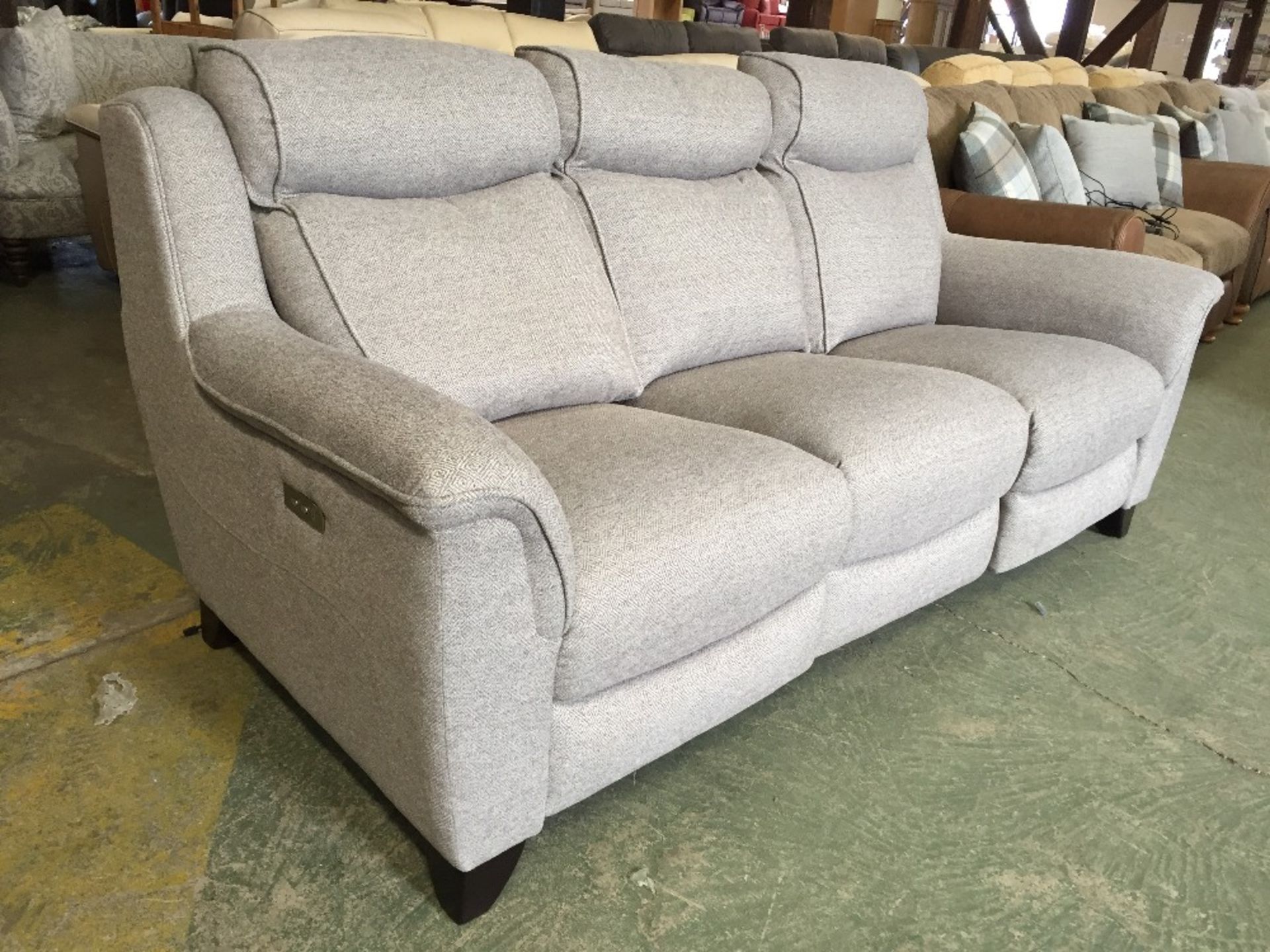 SILVER PATTERNED ELECTRIC RECLINING 3 SEATER SOFA