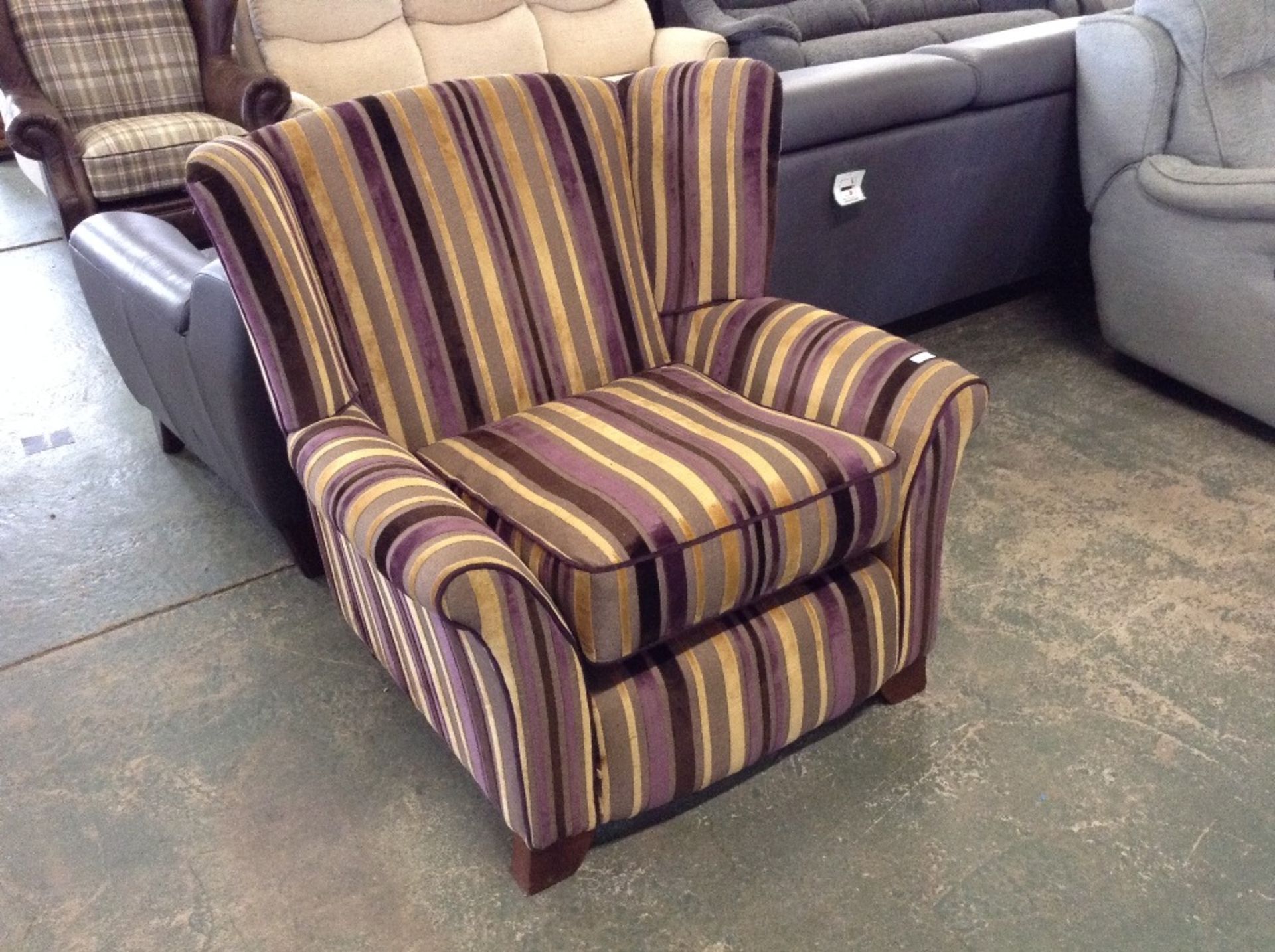 MULTI COLOURED STRIPED WING CHAIR