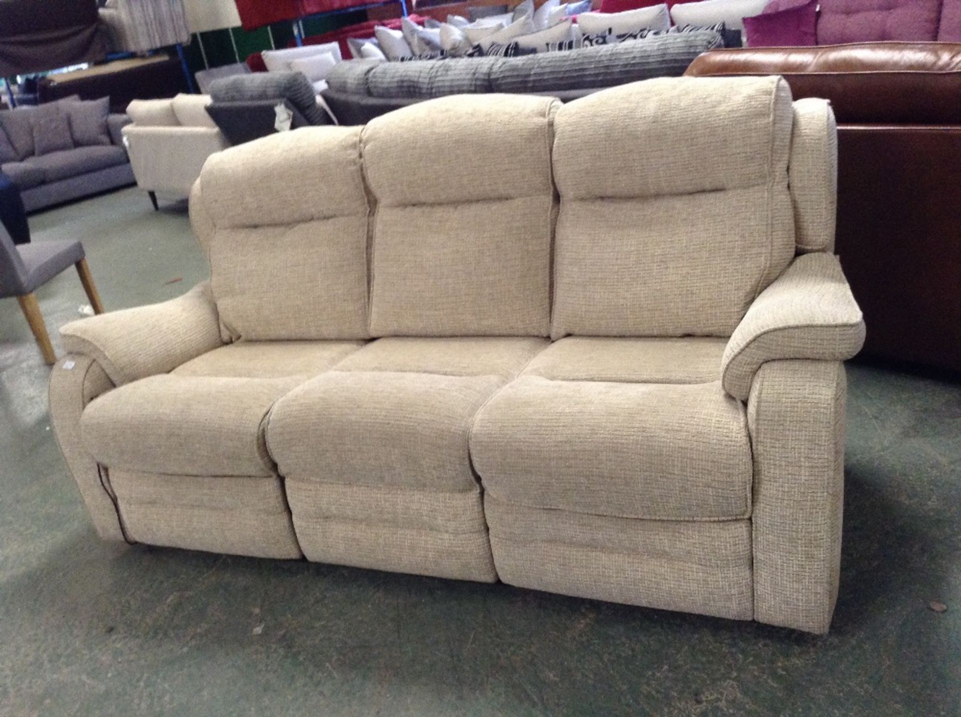 BISCUIT ELECTRIC RECLINING HIGH BACK 3 SEATER SOFA