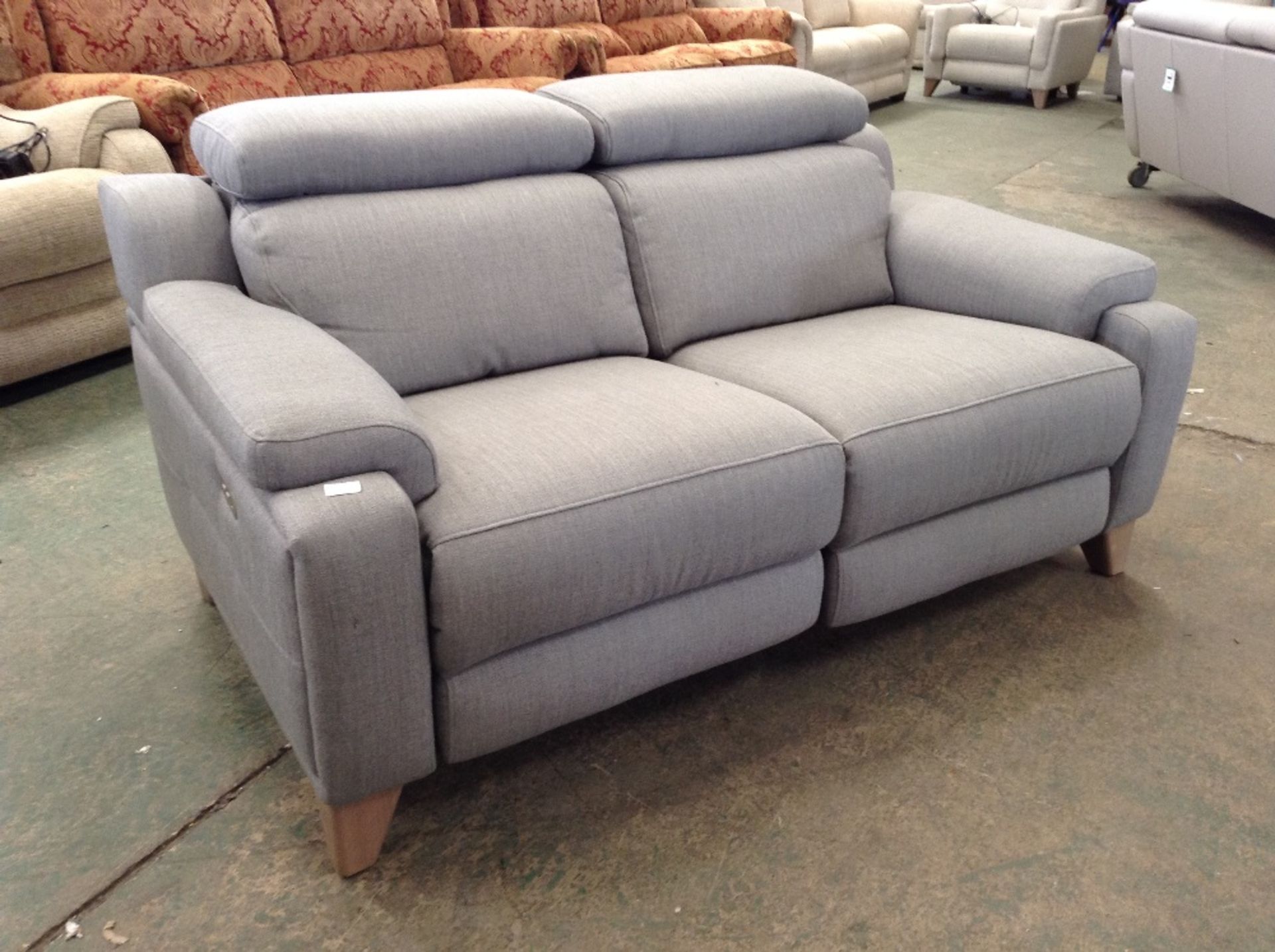 GREY ELECTRIC RECLINING 2 SEATER SOFA WITH ADJUSTA