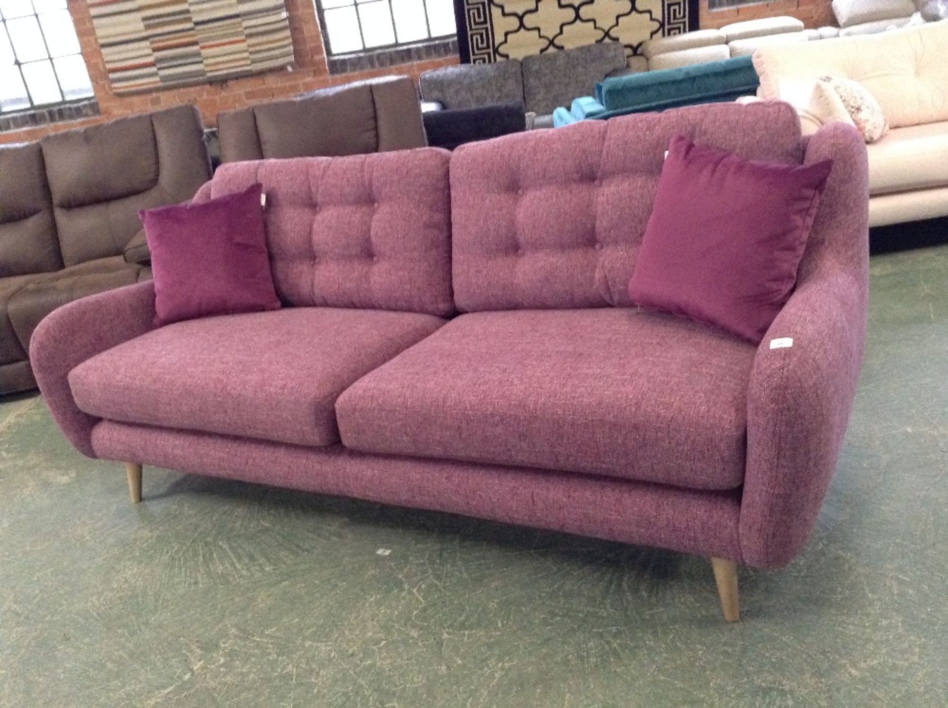 PURPLE LARGE 3 SEATER SOFA