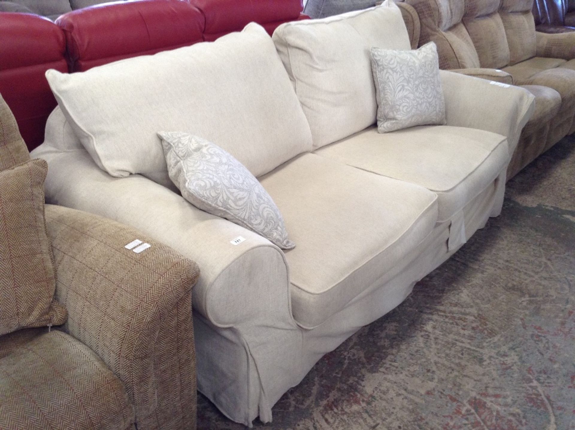 NATURAL LOOSE COVERED 3 SEATER SOFA (DIRTY) (TROO1