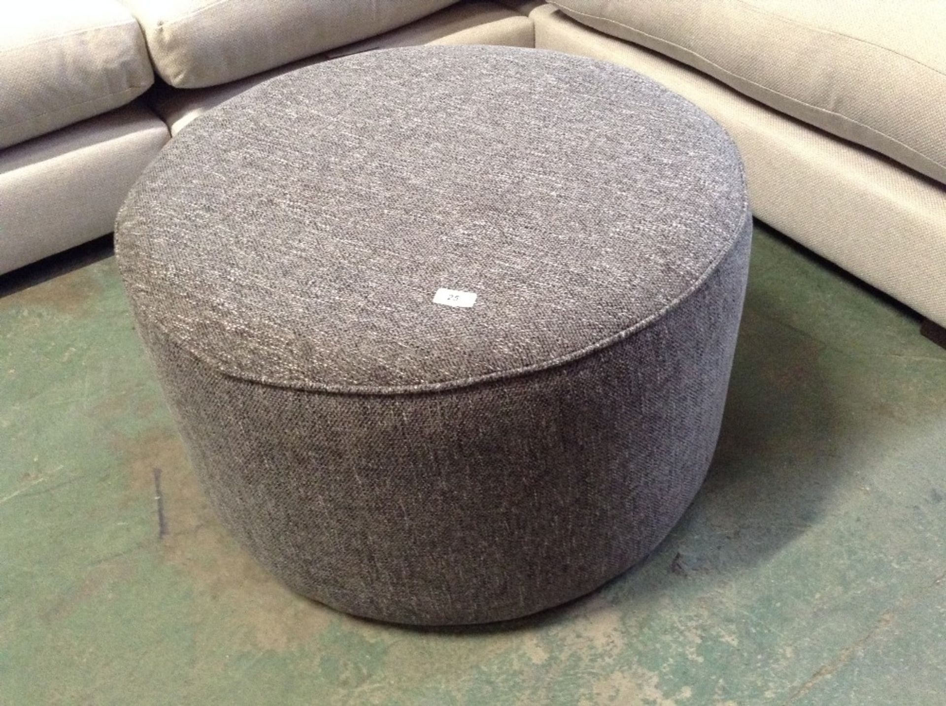 GREY ROUND FOOTSTOOL