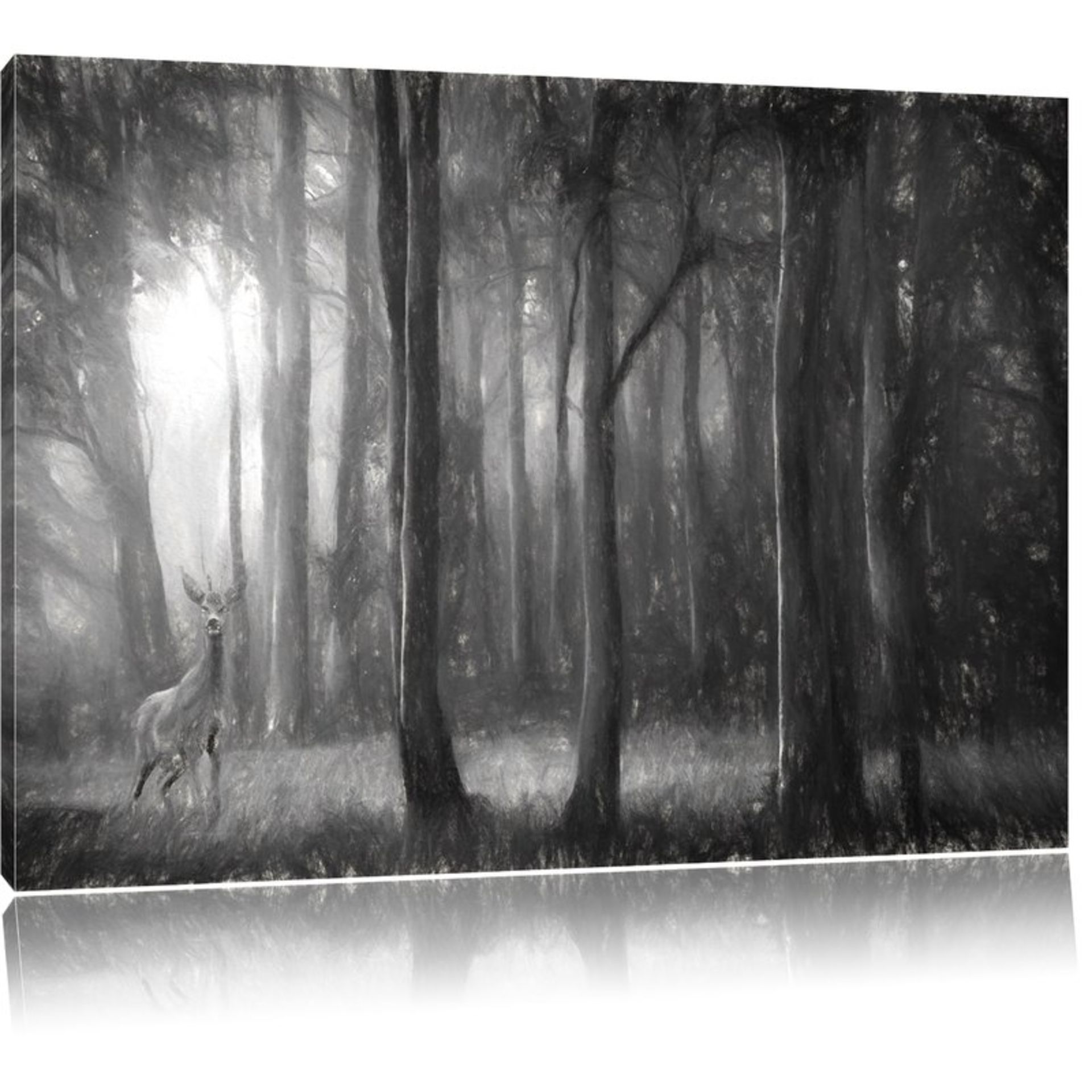 PixxprintLeinwandbild „Einsamer Hirsch im tiefen Wald”(PRPI845811135/52) 4D