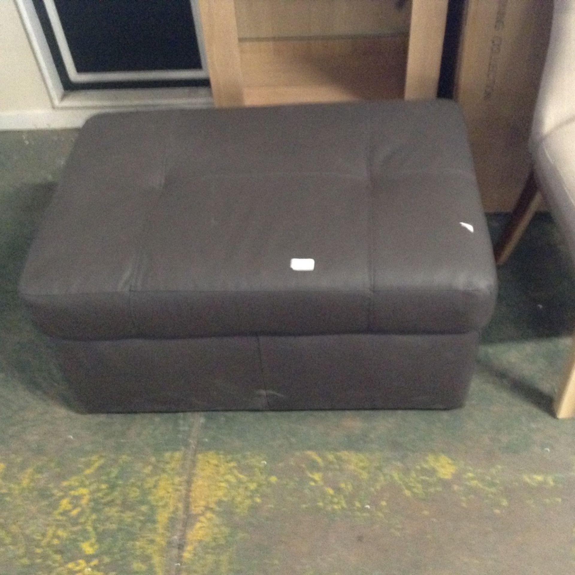 BROWN LEATHER LARGE STORAGE FOOTSTOOL