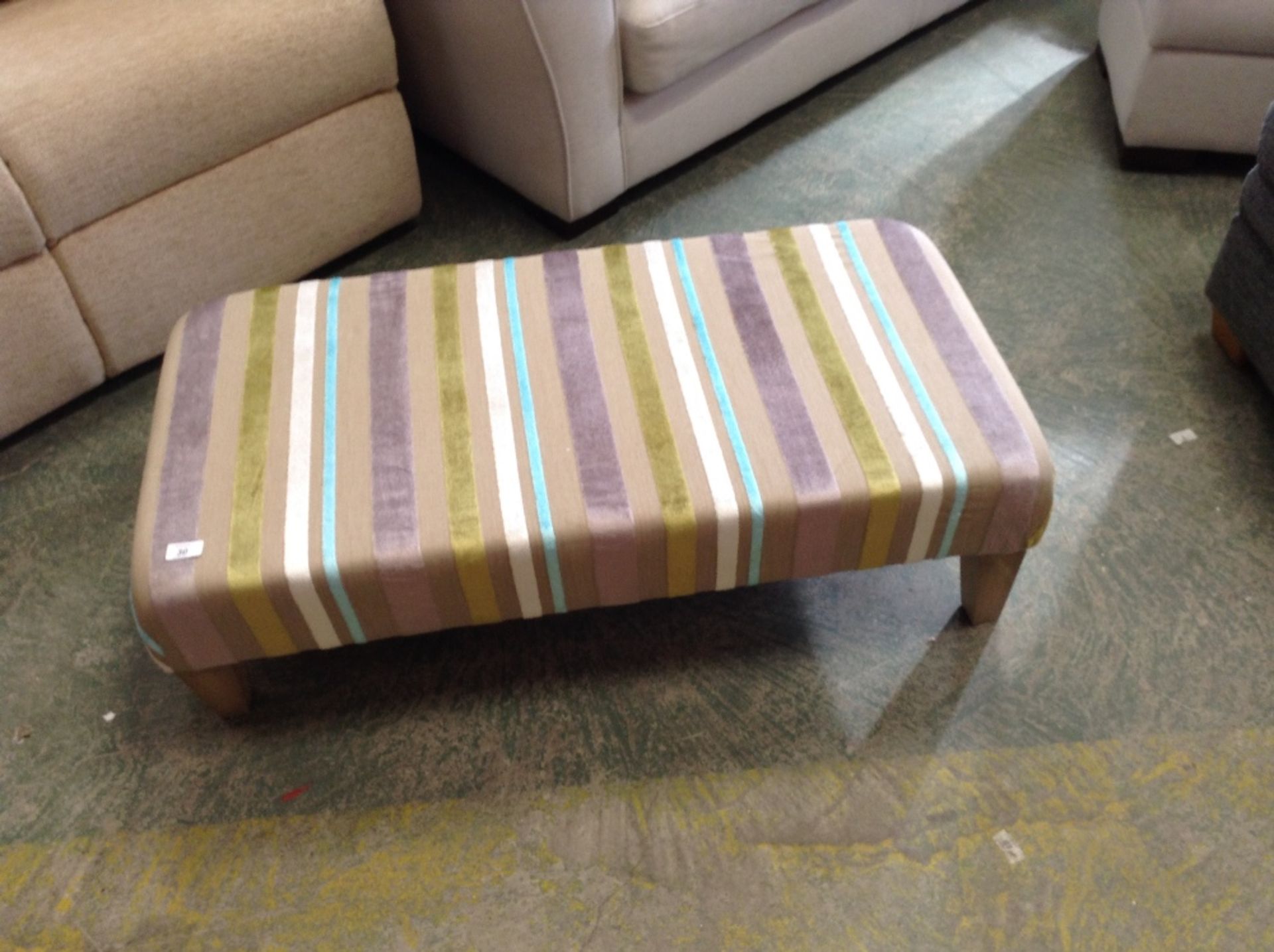 MULTI COLOURED STRIPED FOOTSTOOL