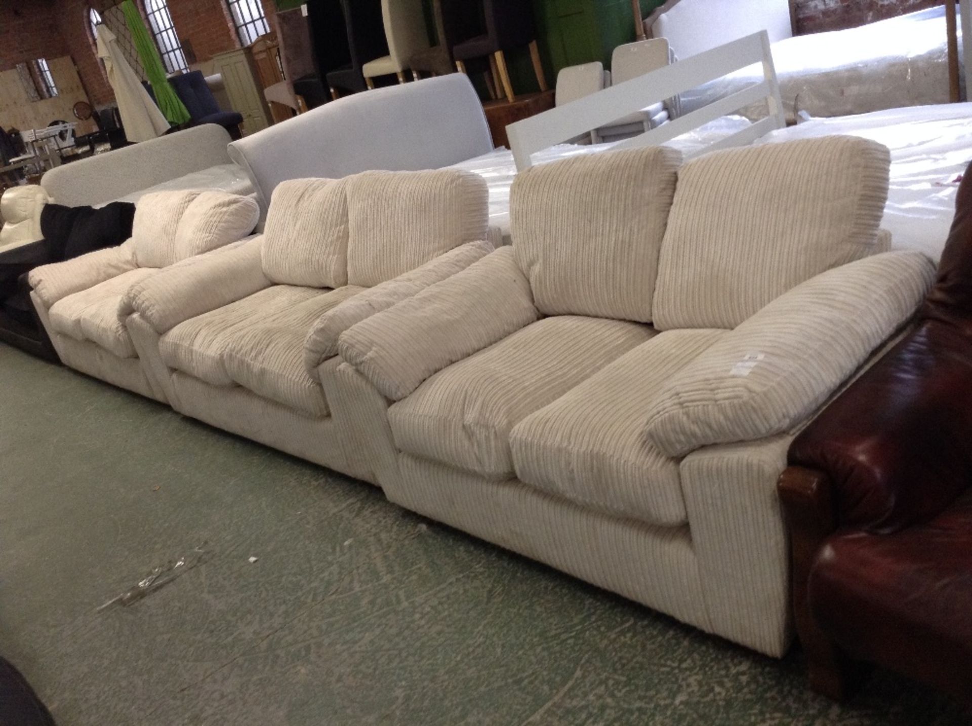 CREAM CORD 3 SEATER SOFA AND 2 SEATER SOFA (L2-9-L