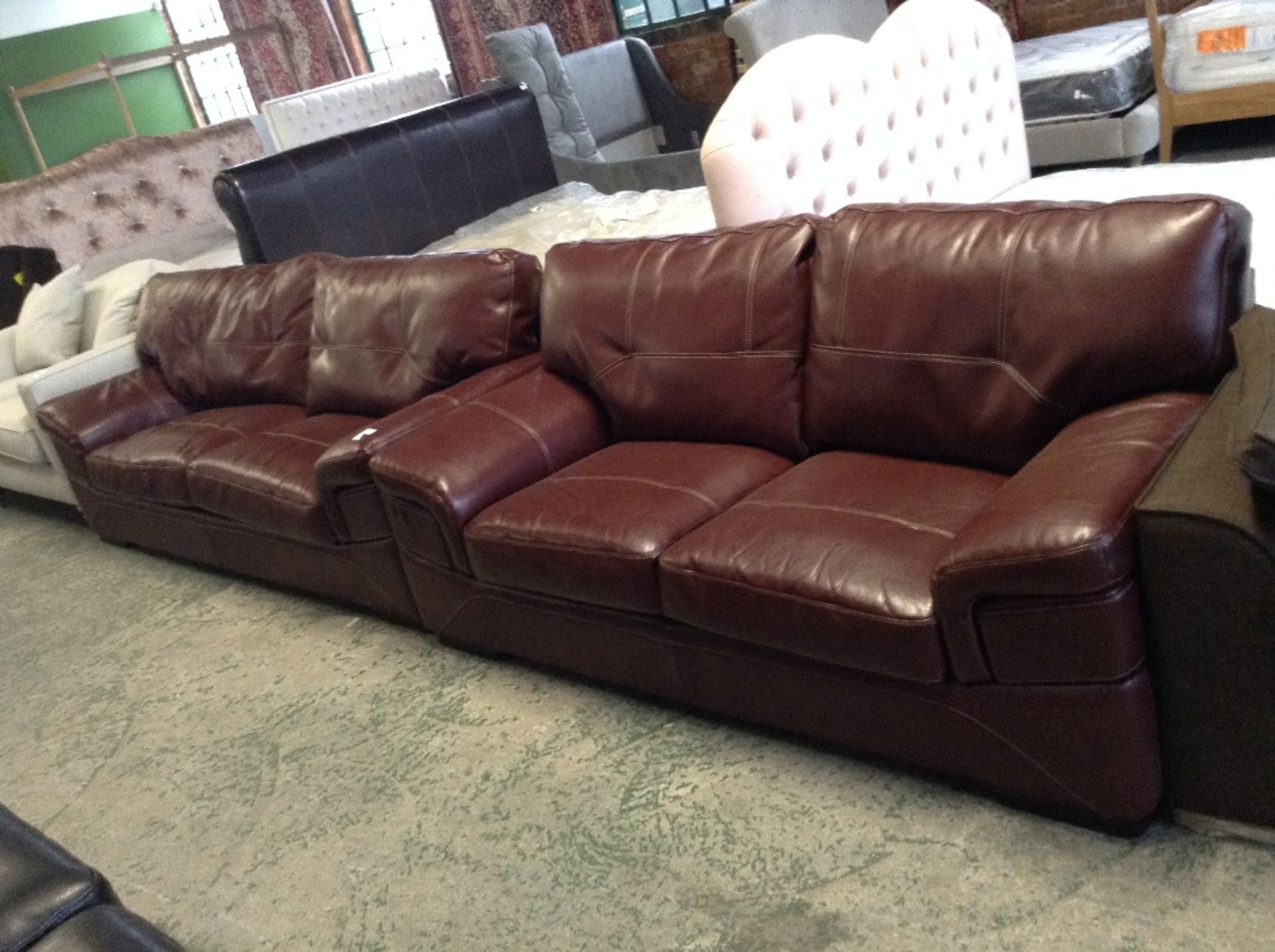 RED ENDURANCE LEATHER 3 SEATER SOFA AND 2 SEATER S