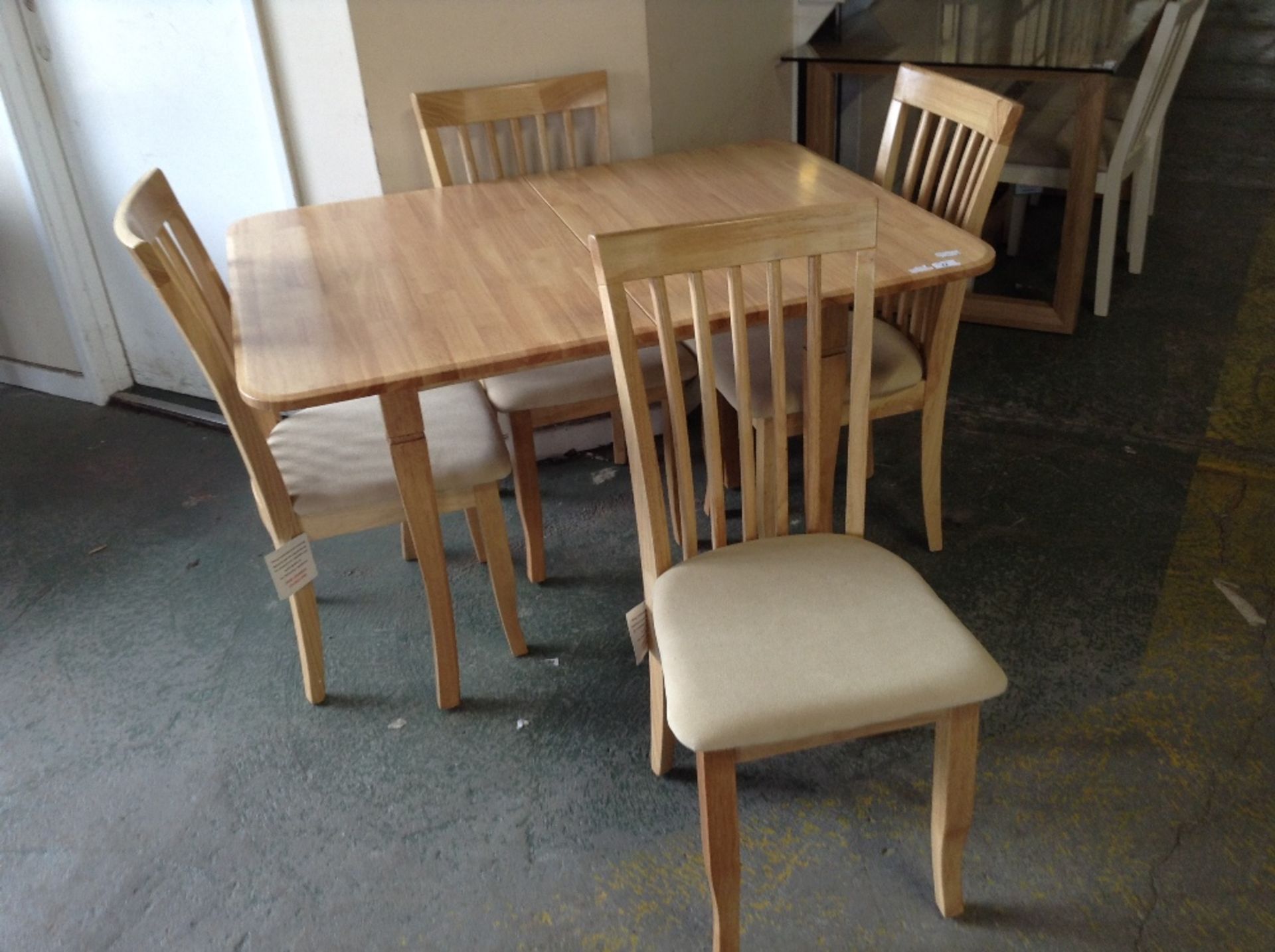 BEECH FLIP TOP TABLE AND 4 X CHAIRS