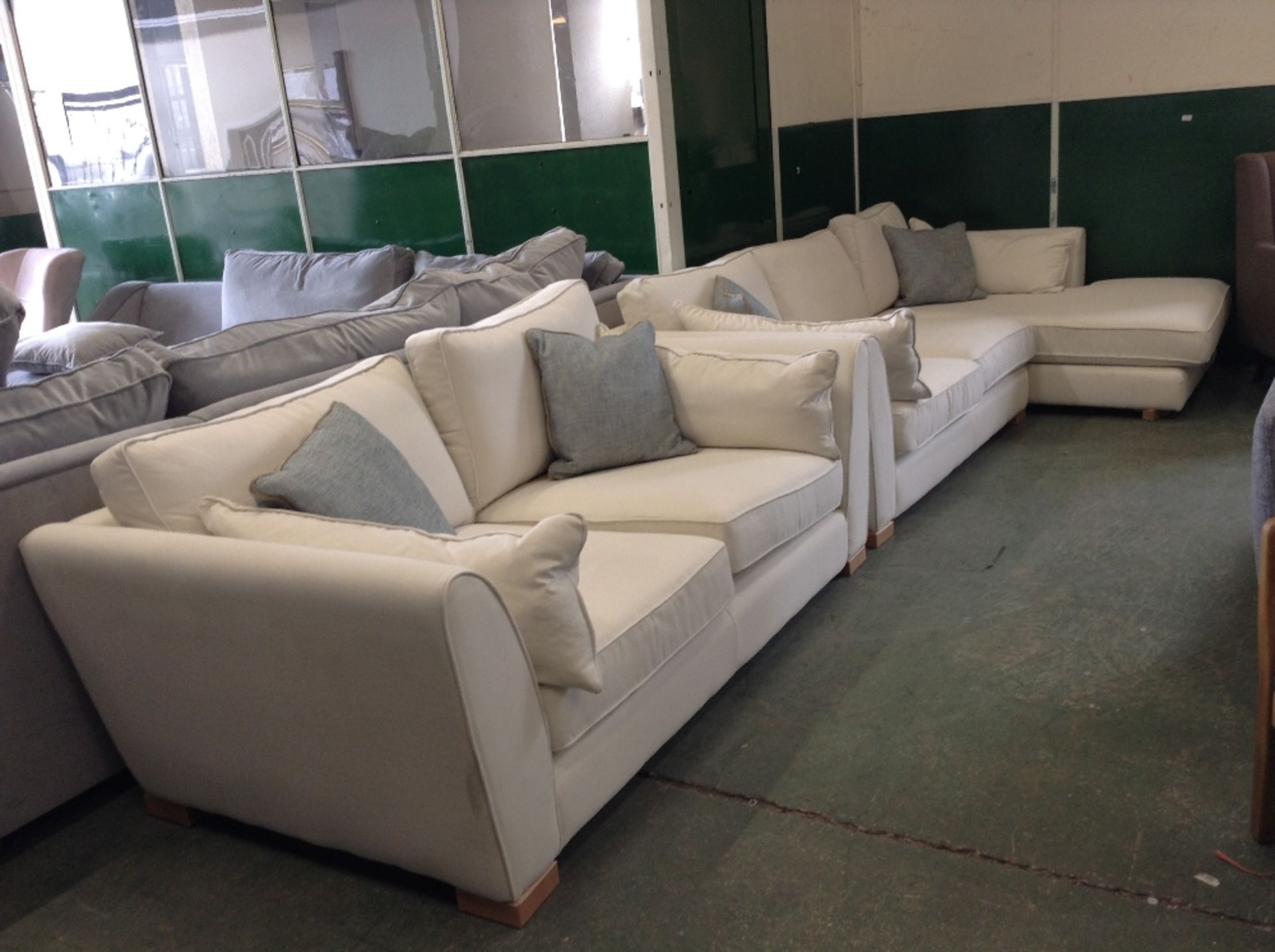 NATURAL 2 PART CORNER GROUP AND 2 SEATER SOFA