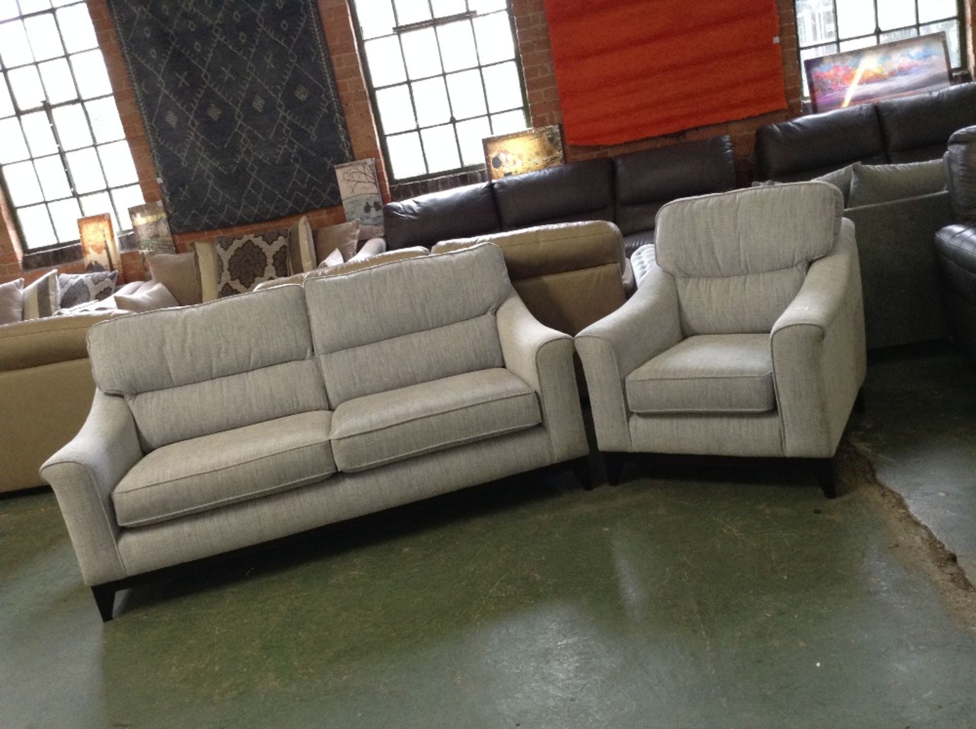 DUCK EGG BLUE 3 SEATER SOFA AND CHAIR