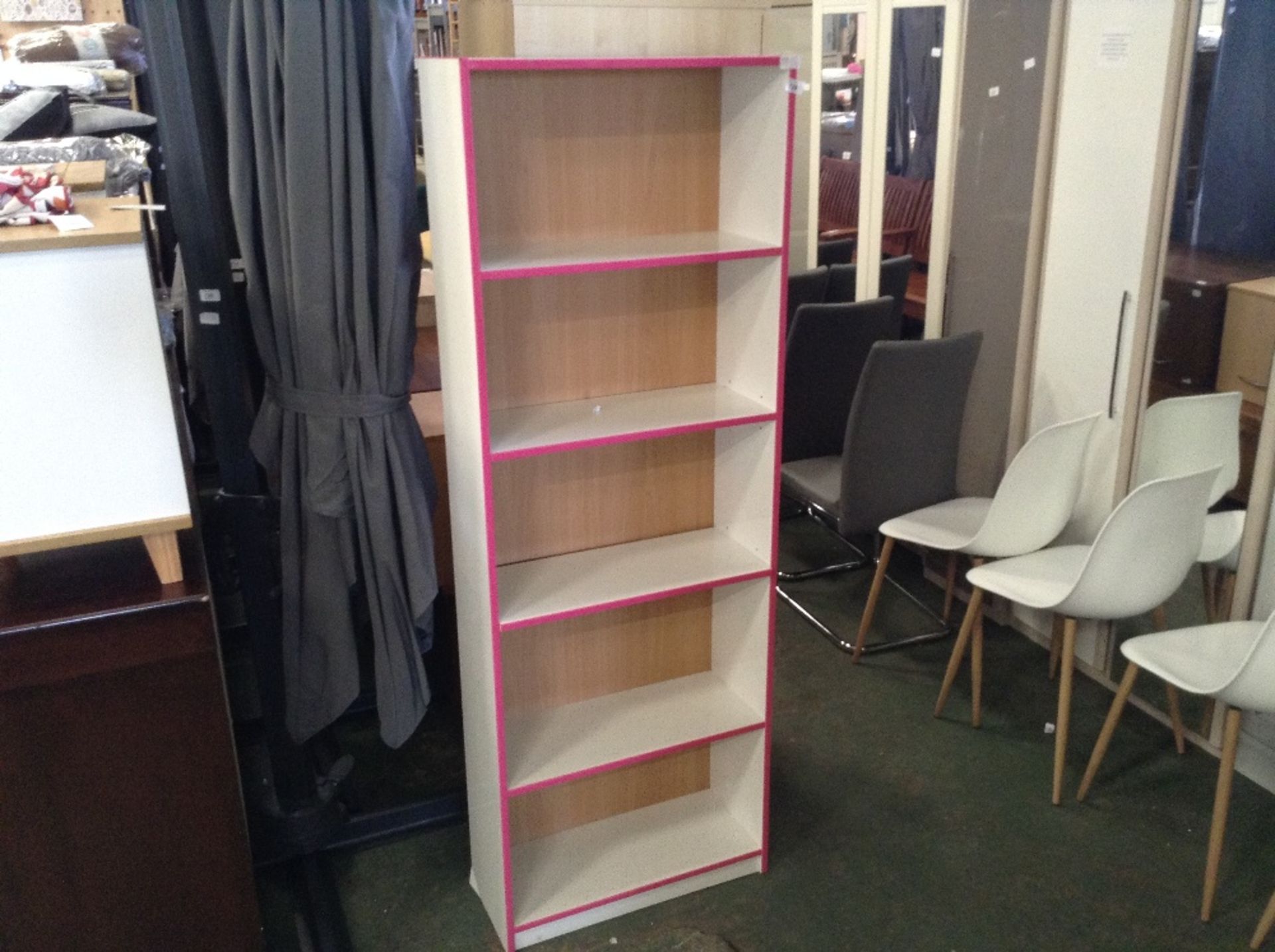 WHITE AND PINK NARROW BOOKCASE (1)