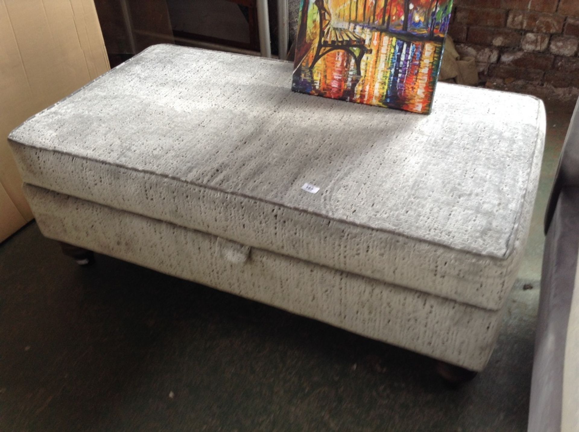 SILVER PATTERNED STORAGE FOOTSTOOL (WM48-4)