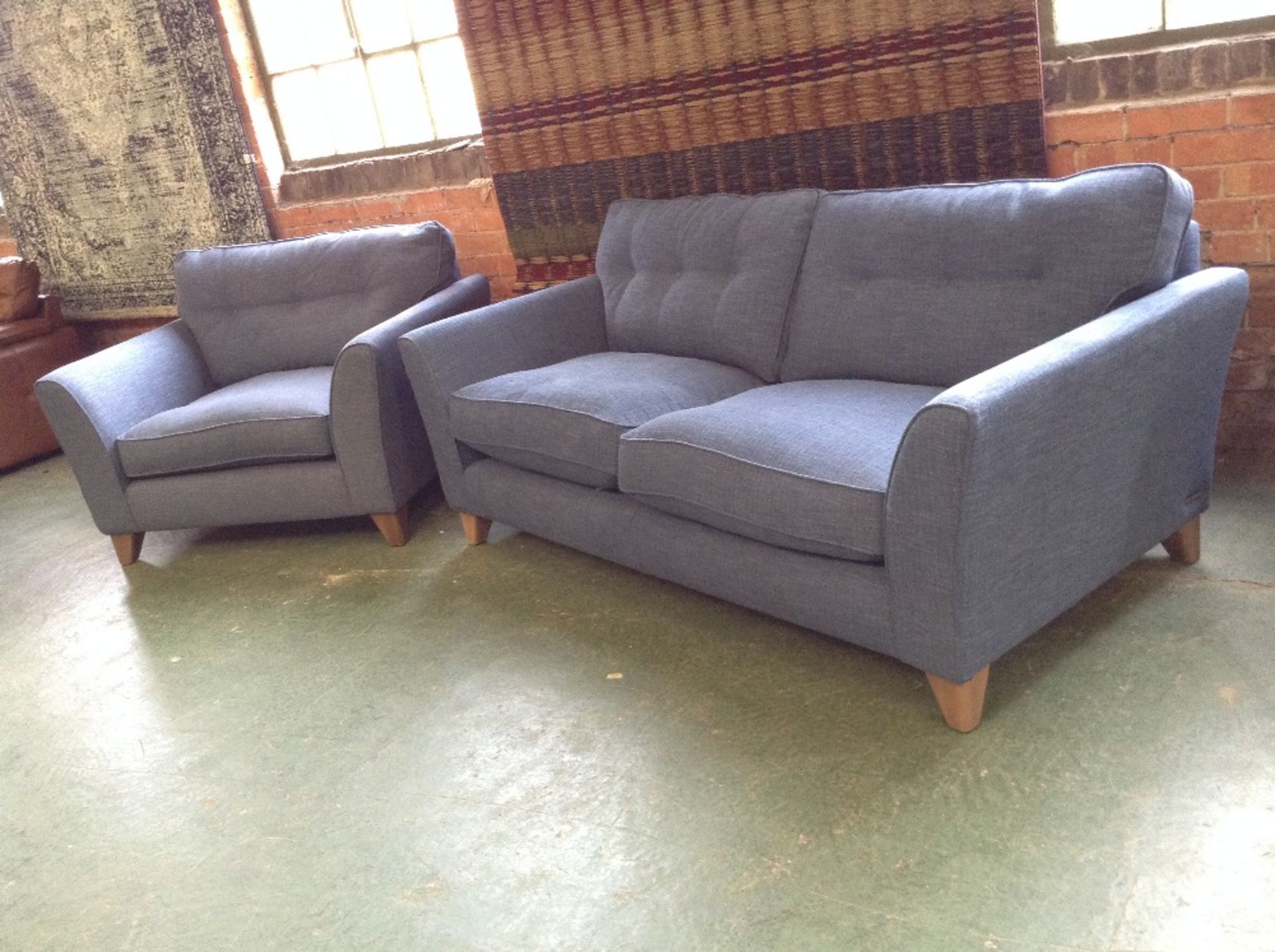 MELODY DARK BLUE 3 SEATER SOFA AND MELODY LIGHT BL