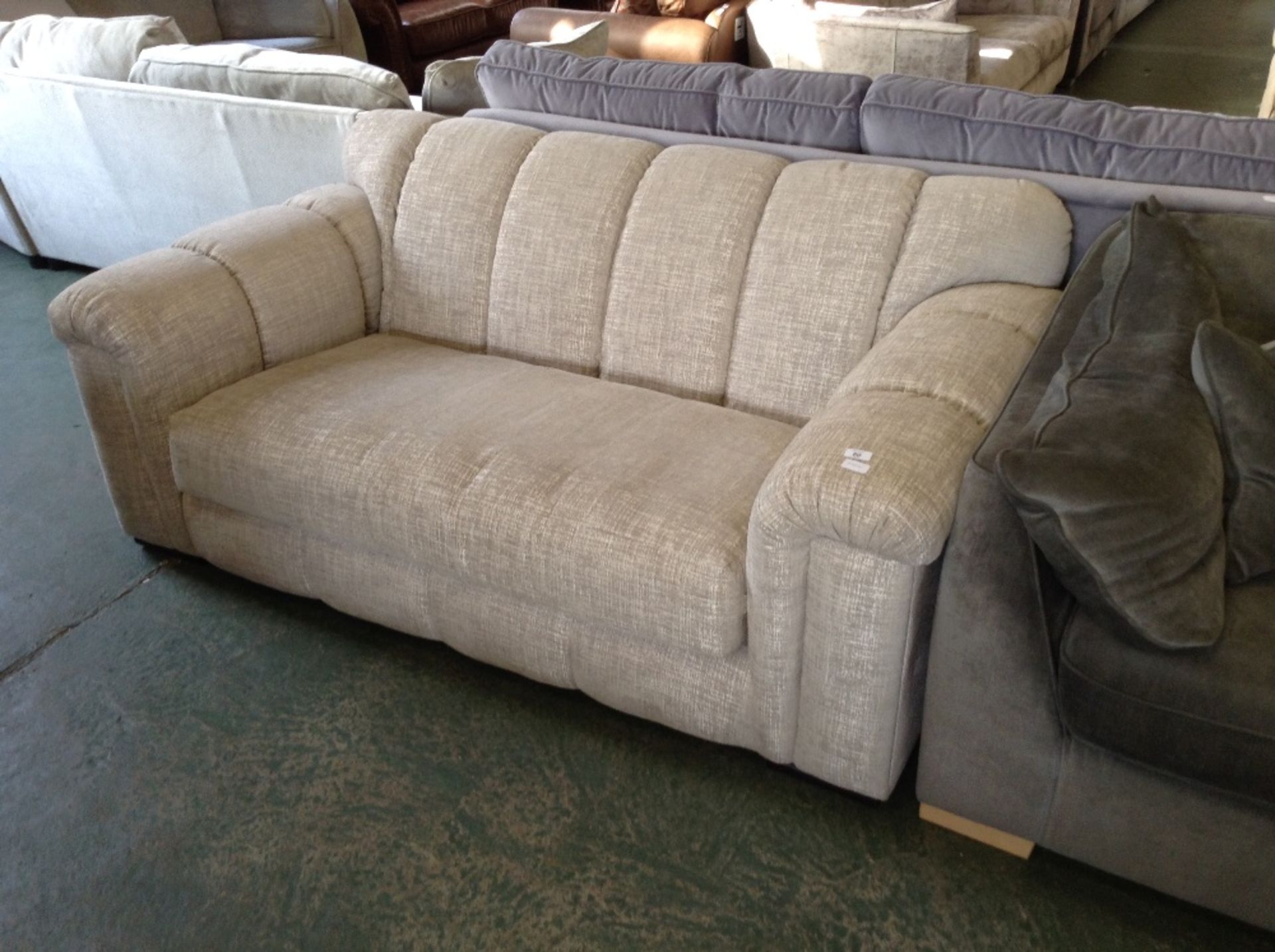 SILVER PATTERNED 2 SEATER SOFA