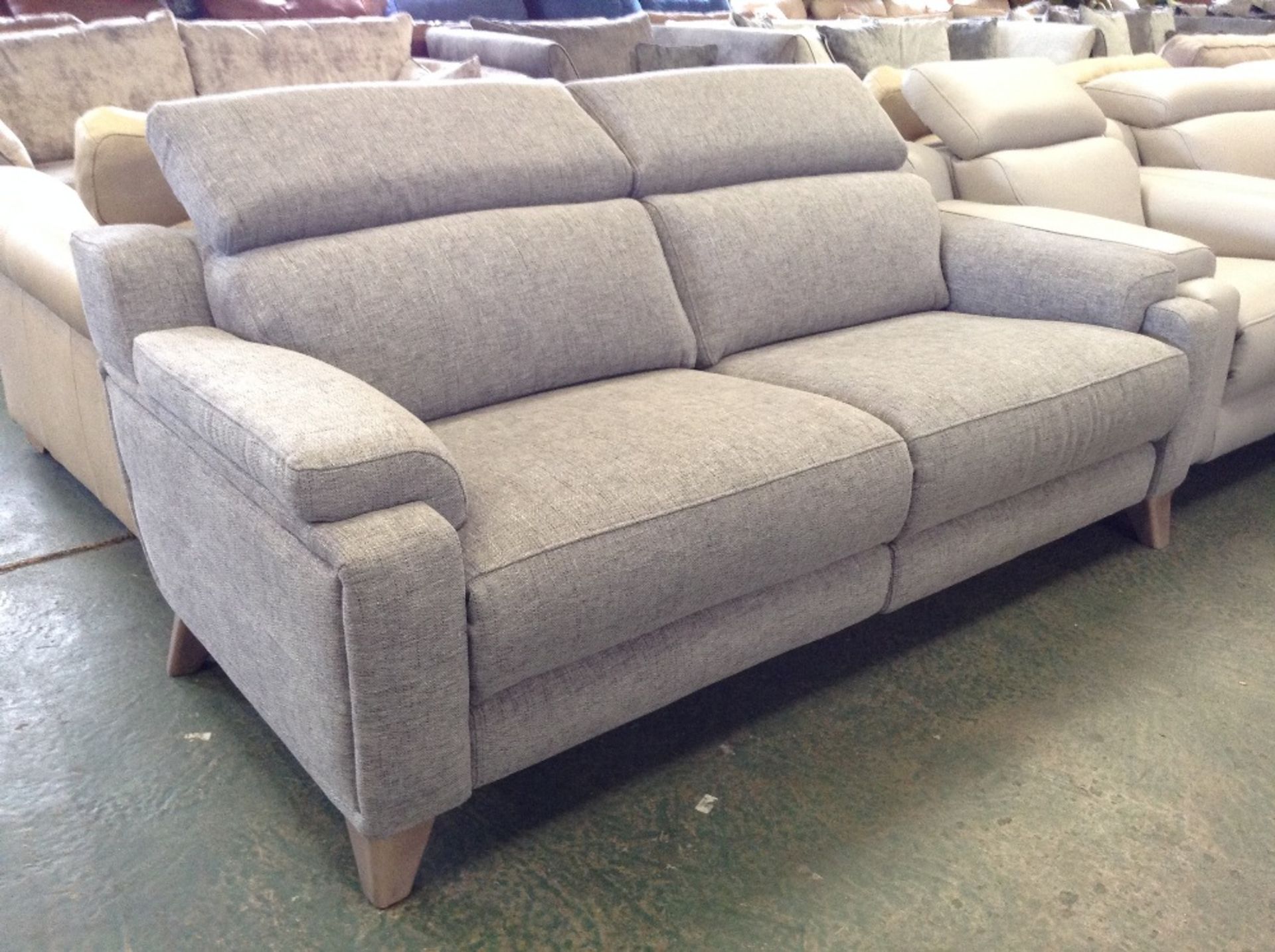 GREY PATTERNED LARGE 2 SEATER SOFA WITH ADJUSTABLE