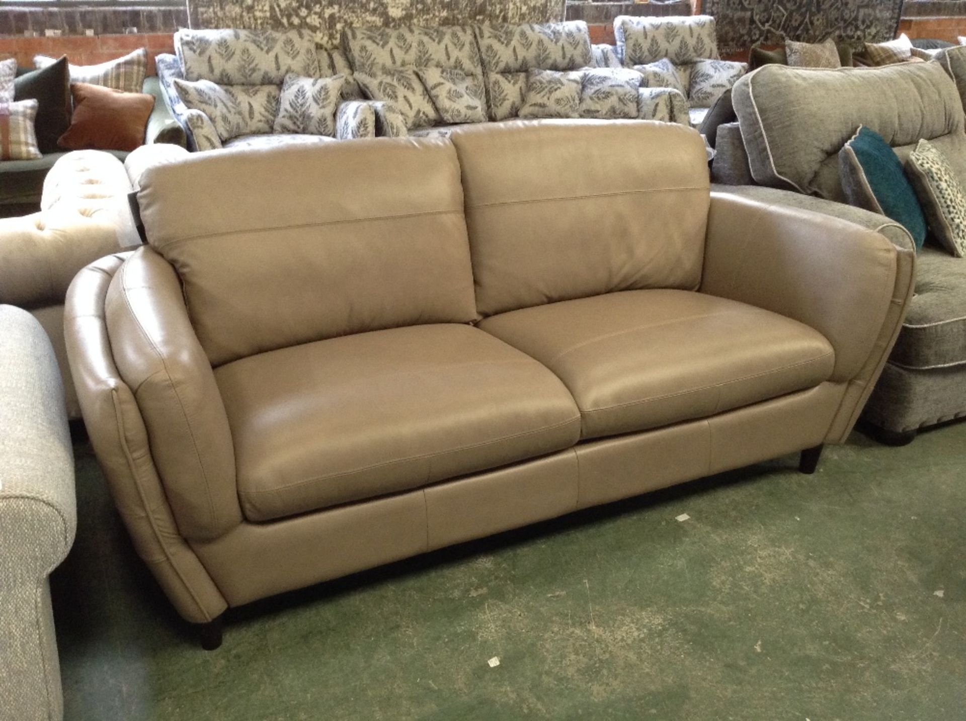 GREY LEATHER 2 SEATER SOFA (WM50-7)