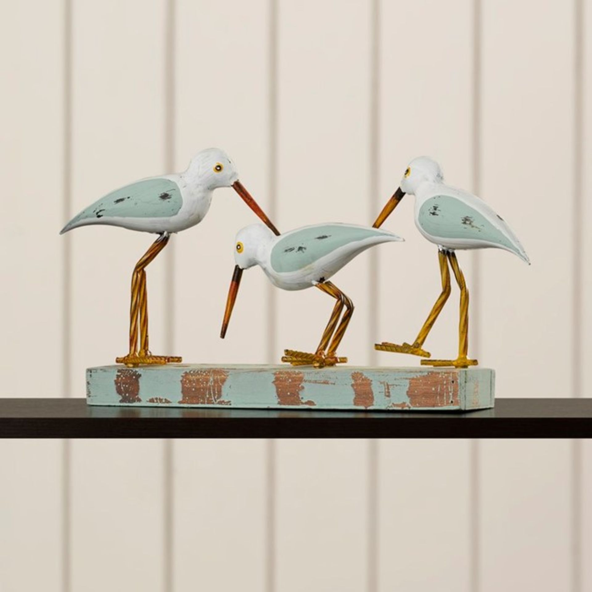 Beachcrest Home Wood Metal 3 Birds on Stand Figurine (BEAH1123 - 12351/32) 3H