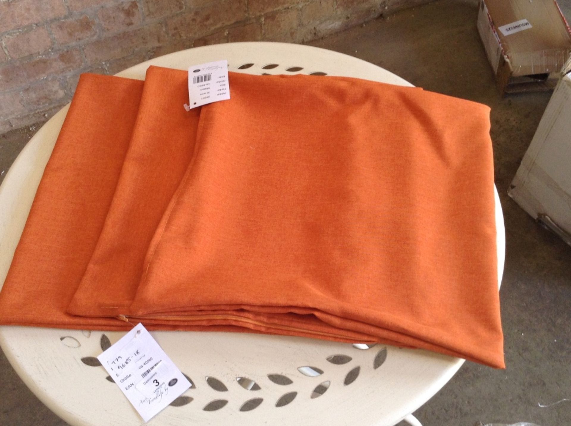 3 X ORANGE CUSHION COVERS (9685/18)