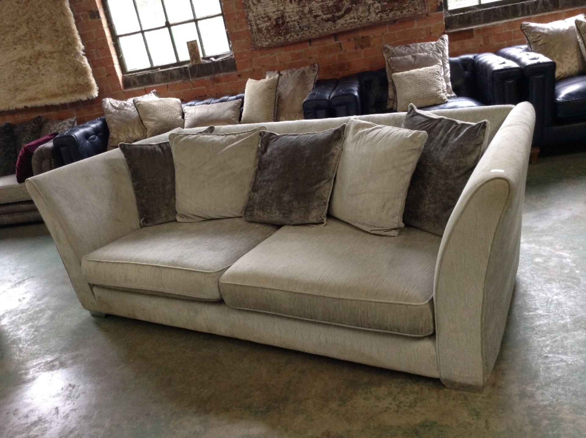 LIGHT GREY FABRIC 3 SEATER SOFA