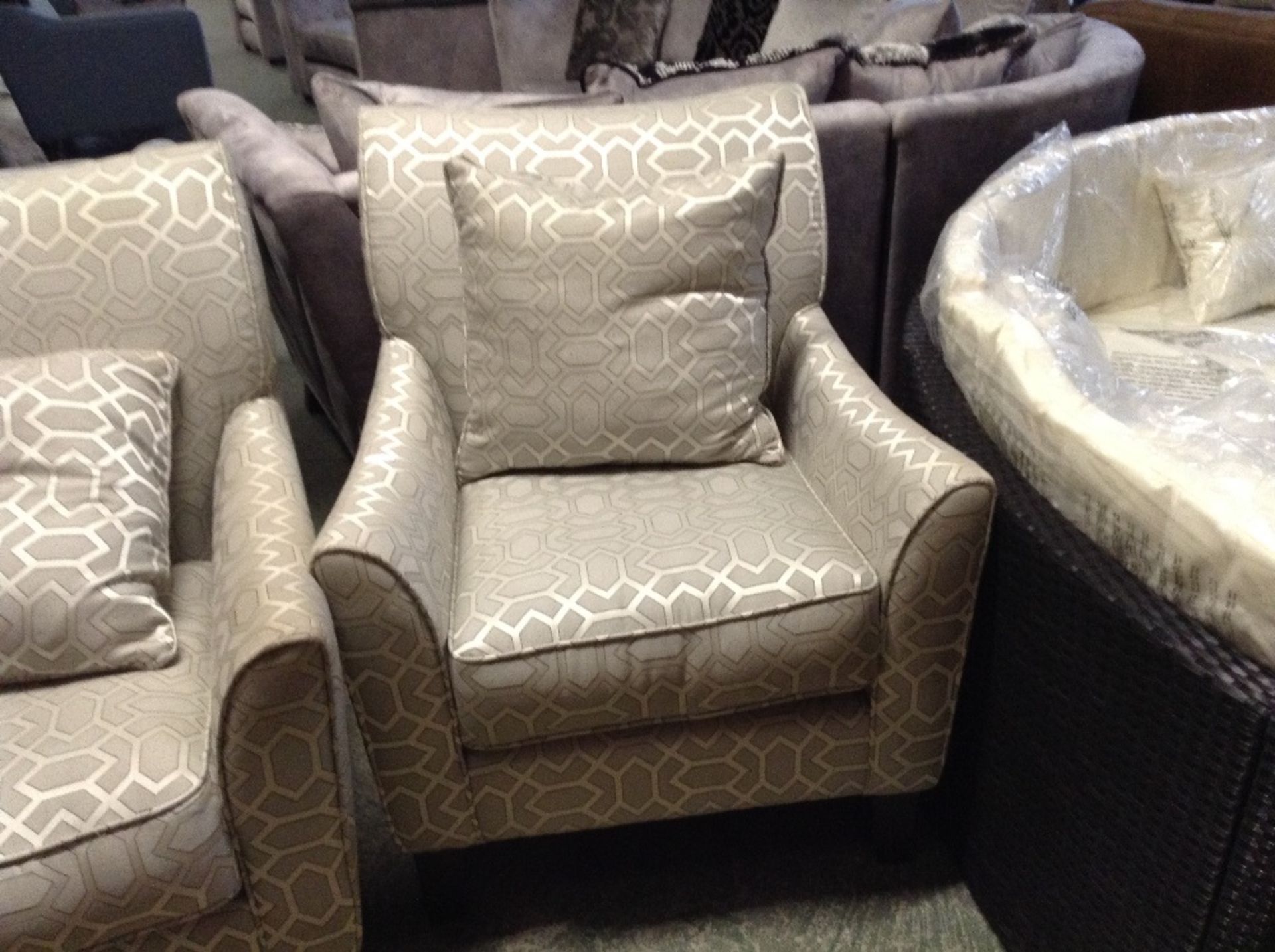 SILVER PATTERNED ACCENT CHAIR (WM57-14)