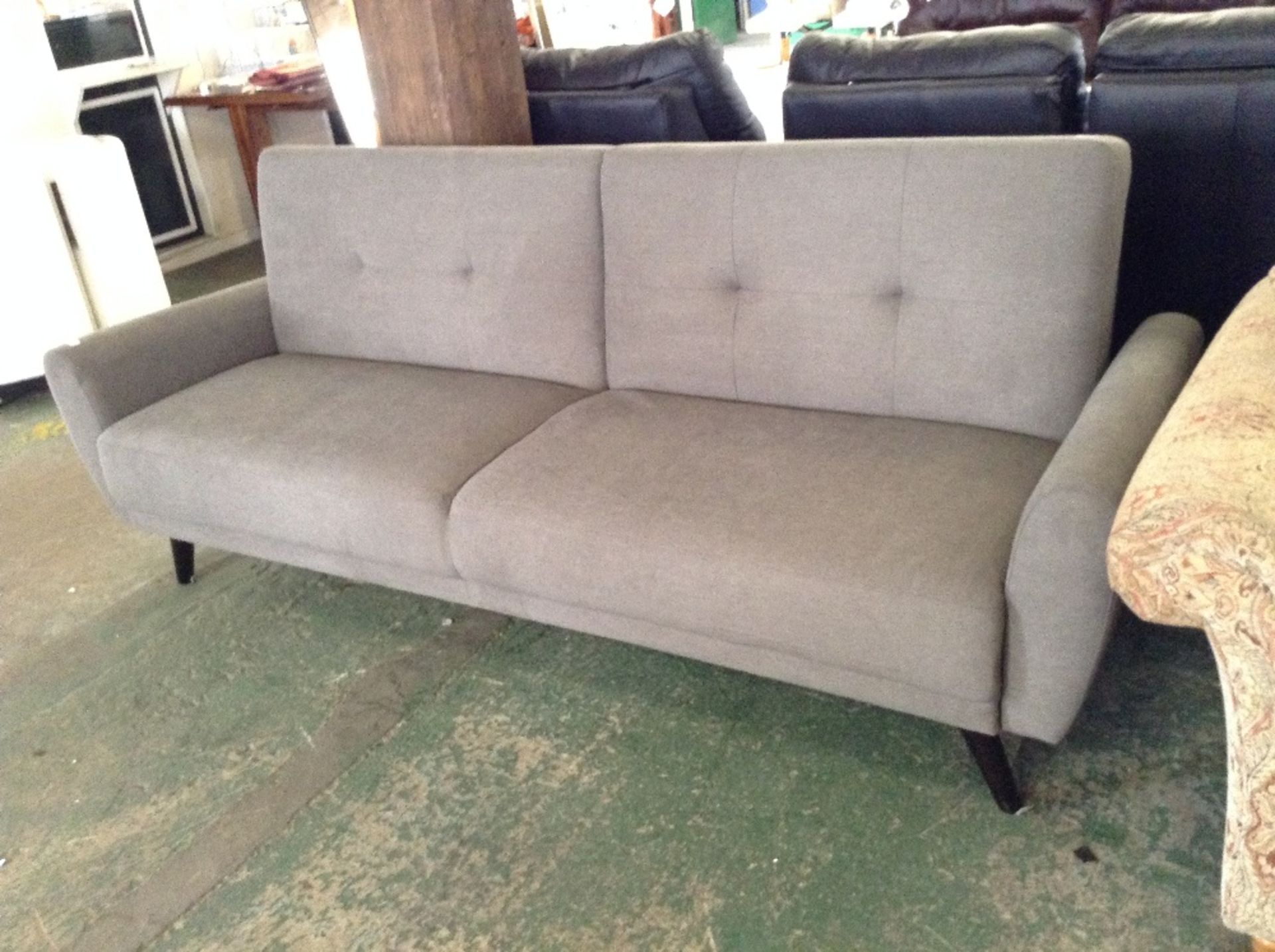 GREY LARGE 3 SEATER CLICK CLACK SOFA BED