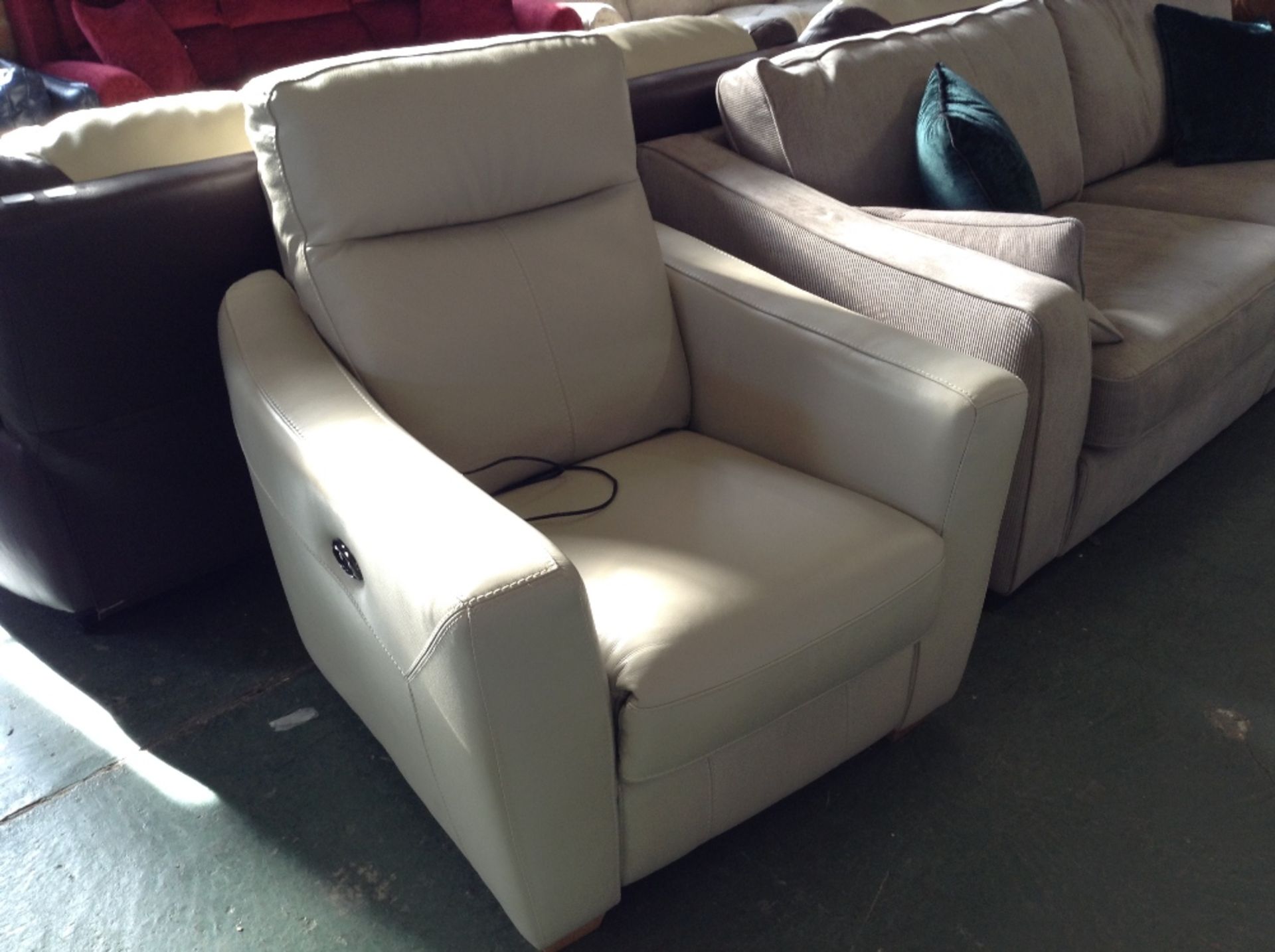 GREY LEATHER ELECTRIC RECLINING CHAIR