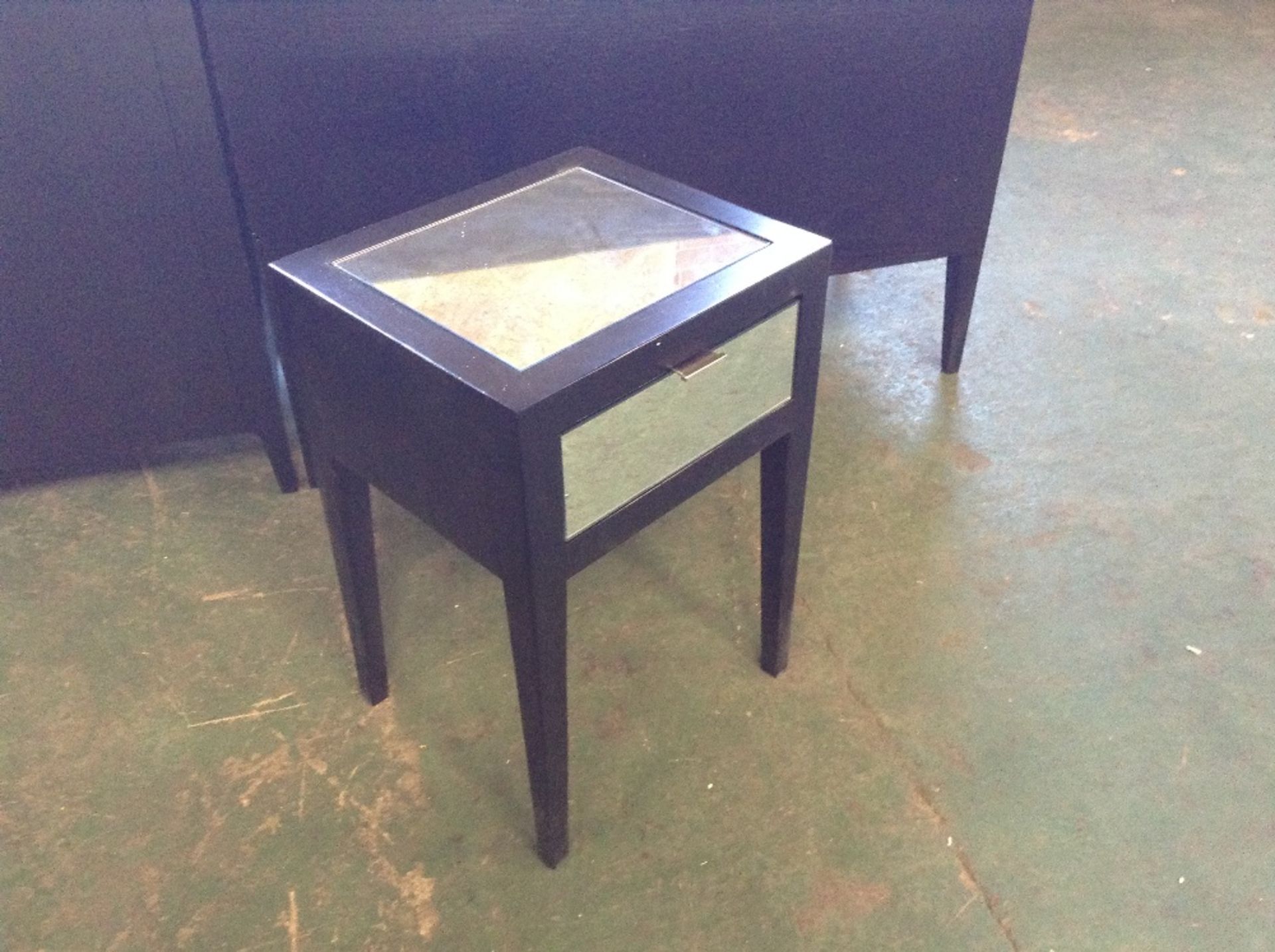 JOSEPHINE BLACK AND MIRRORED 1 DRAWER BEDSIDE