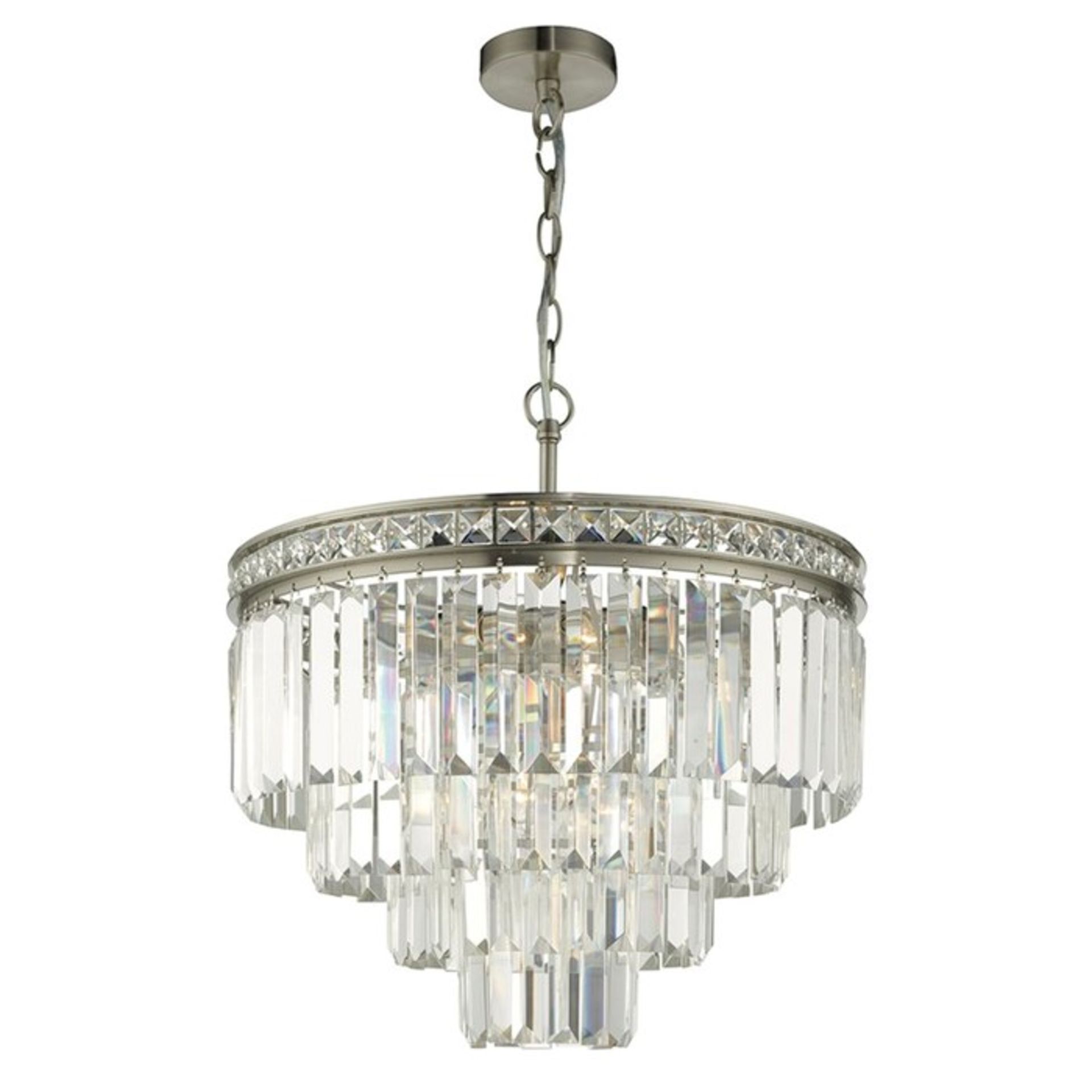 Dar Lighting Vyana 4-Light Crystal Chandelier SATIN NICKLED (DLI7484 - 13381/18) 5A