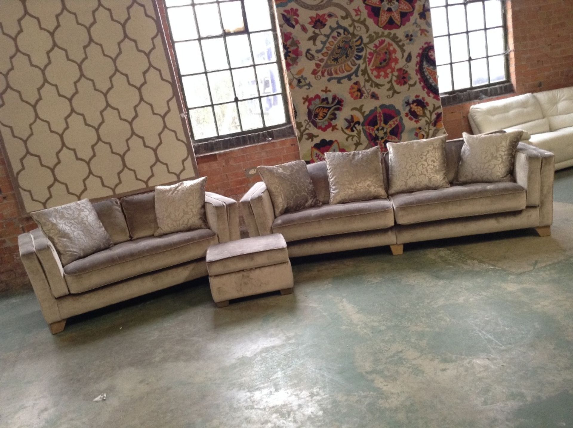 BEIGE CHENILLE SPLIT 4 SEATER SOFA 2 SEATER SOFA A